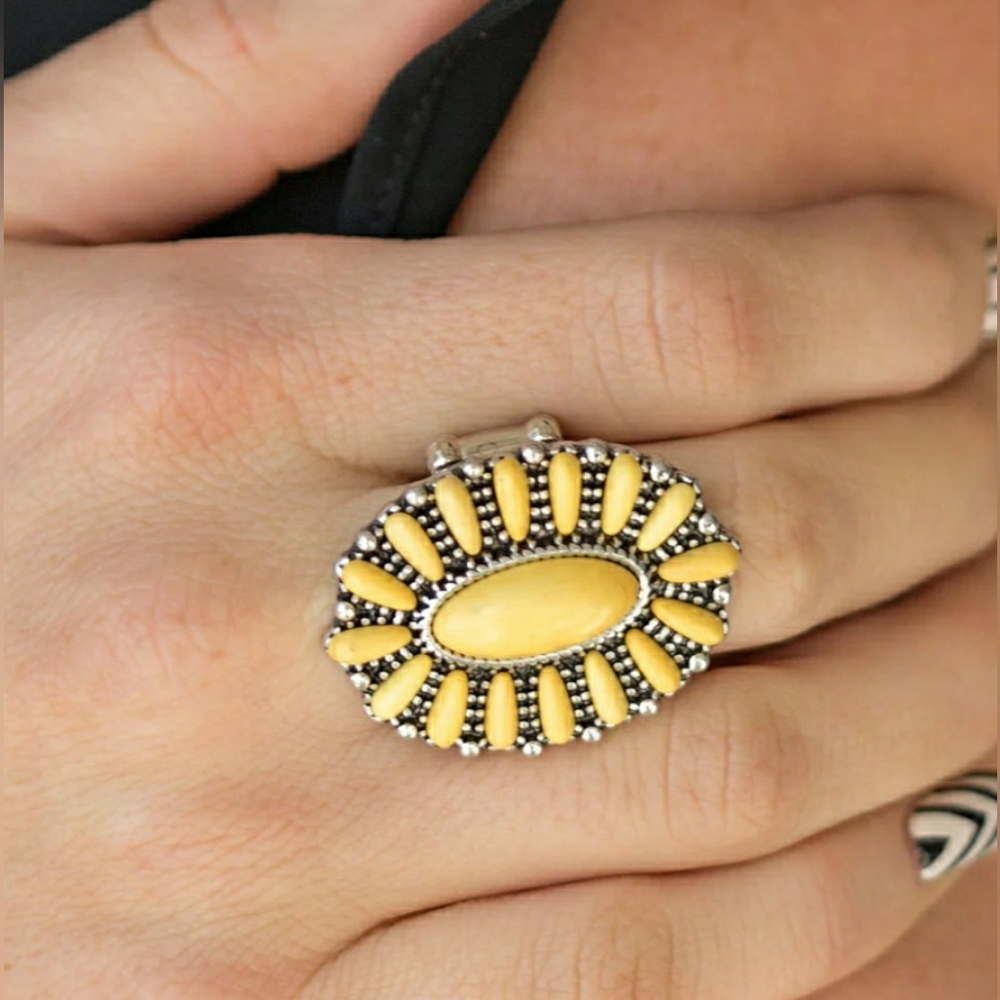 Yellow and Silver Women's Statement Ring